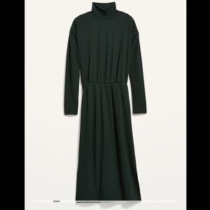 OLD NAVY - MIDI DRESS (Waist-Defined Rib-Knit Mockneck Long-Sleeve)